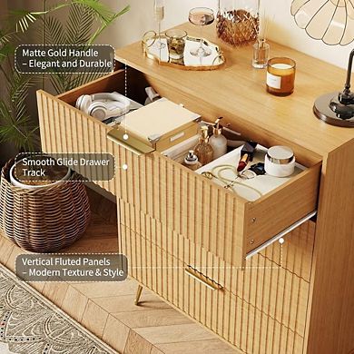 ANIXOL 4-Drawer Fluted Tall Dresser