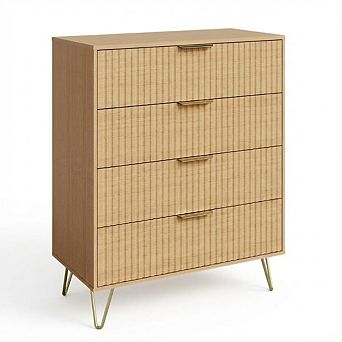 ANIXOL 4-Drawer Fluted Tall Dresser