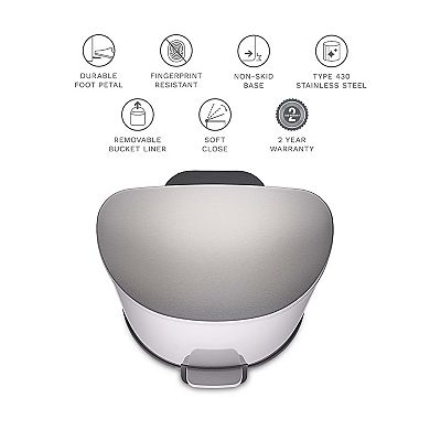 Ninestars D-Shape 13-Gallon Stainless Steel Step-On Trash Can