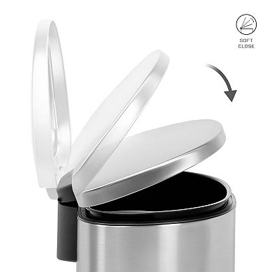 Ninestars D-Shape 13-Gallon Stainless Steel Step-On Trash Can