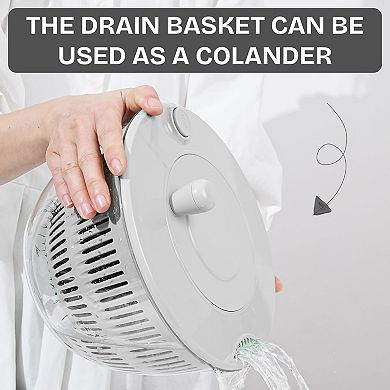Large Salad Spinner with Locking Lid, Non-Slip Base, BPA-Free, Dishwasher Safe (White)