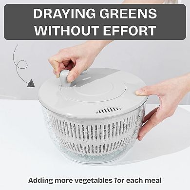 Large Salad Spinner with Locking Lid, Non-Slip Base, BPA-Free, Dishwasher Safe (White)