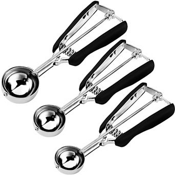 Stainless Steel Cookie Scoop Set (1-3 Tbsp), Non-Slip Grip, for Cookies, Muffins & Ice Cream