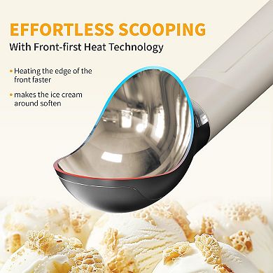 Heated Electric Ice Cream Scoop, Rechargeable, Anti-Freeze Handle, Max 158°F, Easy to Clean