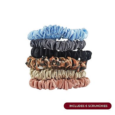 100% Silk Skinny Hair Scrunchies 6-Pack