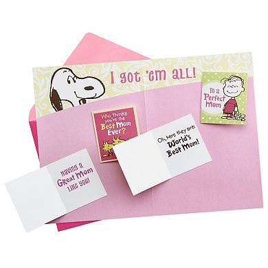 Hallmark Funny Snoopy & Woodstock Mother's Day Card with Mini Cards Inside