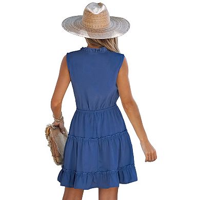 Women's Cupshe Ruffled Neck Sleeveless Tiered Dress