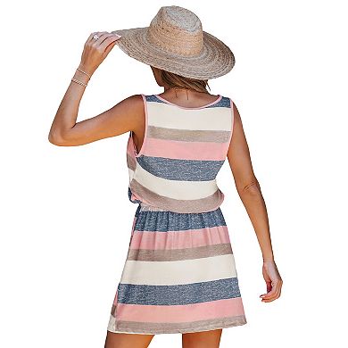 Women's Cupshe Striped Drawstring Waist Sleeveless Dress