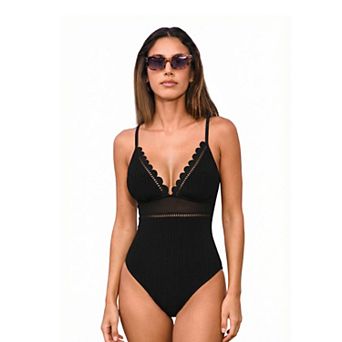 Women's Cupshe Scalloped Trim One-Piece Swimsuit