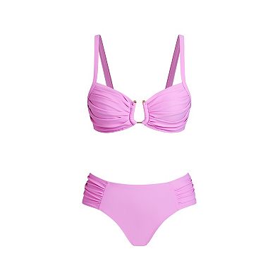 Women's Cupshe Knotted High-Waist Bikini Set with Adjustable Straps