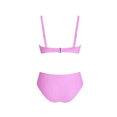 Women's Cupshe Knotted High-Waist Bikini Set with Adjustable Straps
