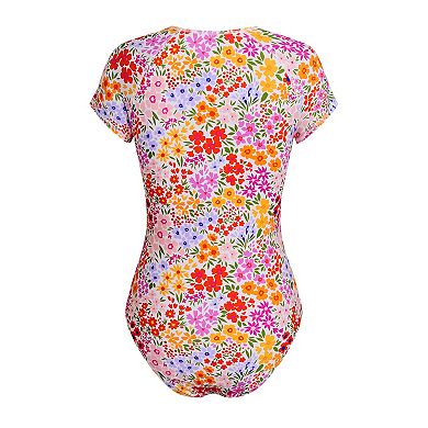 Women's Cupshe Zipper Front Floral One-Piece Swimsuit