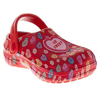 Sweethearts Conversation Hearts Toddler Girls Lightweight Slip-On Water Friendly Clogs