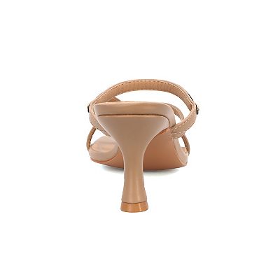 Yoki Cressa Women's Slip On Sandal Heel With Gold Accent