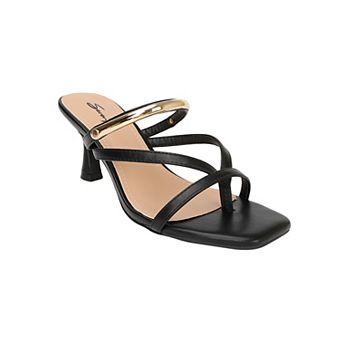 Yoki Cressa Women's Slip On Sandal Heel With Gold Accent