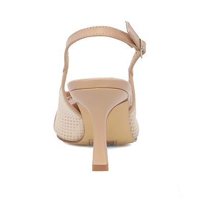 Yoki Kitya-18 Women's Mesh Slingback Pointed Kitten Heels