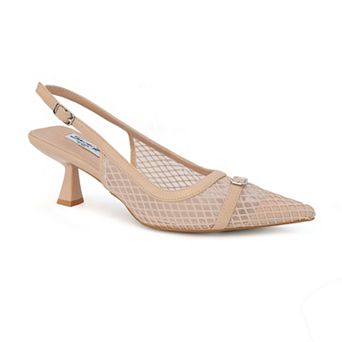 Yoki Kitya-18 Women's Mesh Slingback Pointed Kitten Heels