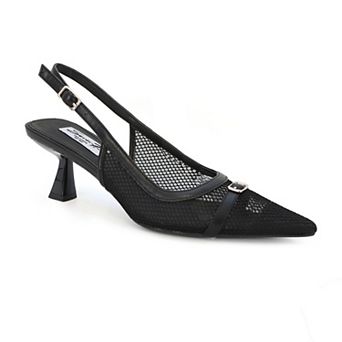 Yoki Kitya-18 Women's Mesh Slingback Pointed Kitten Heels