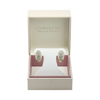 Chrystina Crystal Diamond-Patterned Puffy Post Earrings