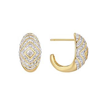 Chrystina Crystal Diamond-Patterned Puffy Post Earrings