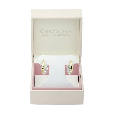 Chrystina Crystal Bypass Frontal Post Hoop Earrings