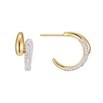 Chrystina Crystal Bypass Frontal Post Hoop Earrings