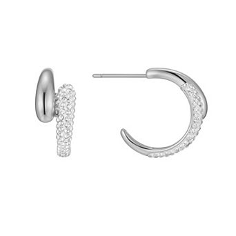 Chrystina Crystal Bypass Frontal Post Hoop Earrings