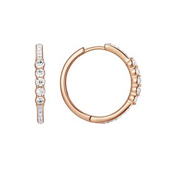Chrystina Crystal Channel Set Hinge Hoop Earrings