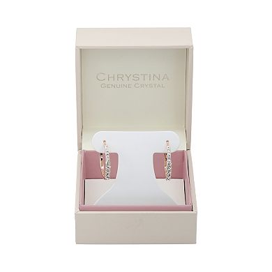 Chrystina Crystal Channel Set Hinge Hoop Earrings