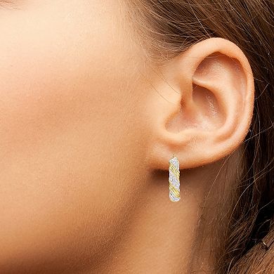 Chrystina Gold-Tone Crystal Twist-Textured Oval Clicktop Hoop Earrings