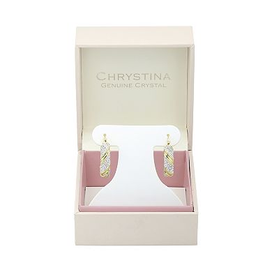Chrystina Gold-Tone Crystal Twist-Textured Oval Clicktop Hoop Earrings