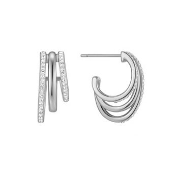 Chrystina Crystal Triple Layered Post Hoop Earrings