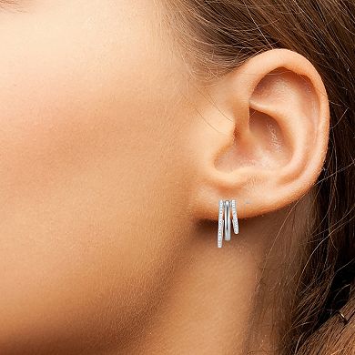 Chrystina Crystal Triple Layered Post Hoop Earrings