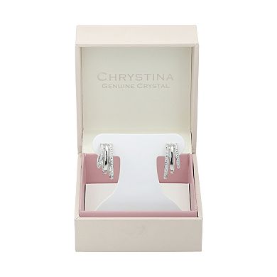 Chrystina Crystal Triple Layered Post Hoop Earrings