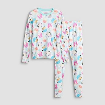 Girls 6-12 Cuddl Duds® Squishmallow 2 pc Thermal Base Layer Long Sleeve Top & Bottoms Set