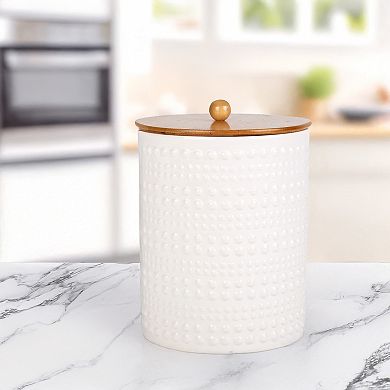 Retroware by Home Essentials Large White Halo Dots Canister