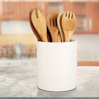 Retroware by Home Essentials Whtie Halo Dots Utensil Crock