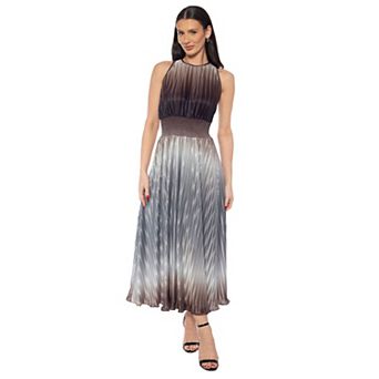 Women's Oleg Cassini Ombre Pleat Smocked Waist Midi Dress
