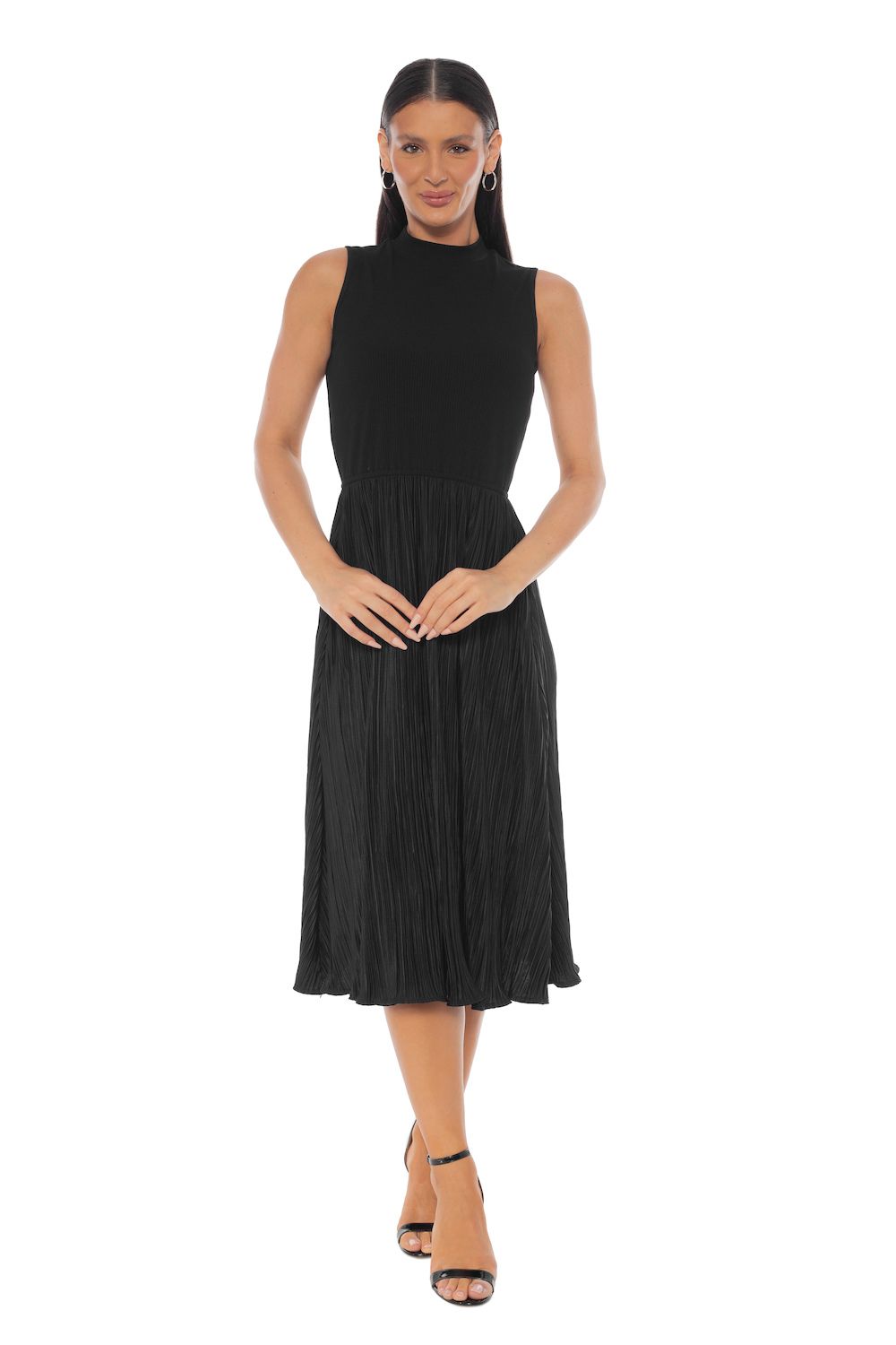 Женские платья Mock Neck Pleated Knit Midi Dress