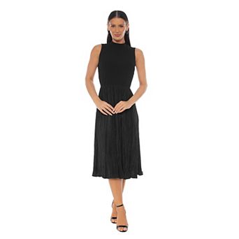 Women's Oleg Cassini Mock Neck Pleated Knit Midi Dress