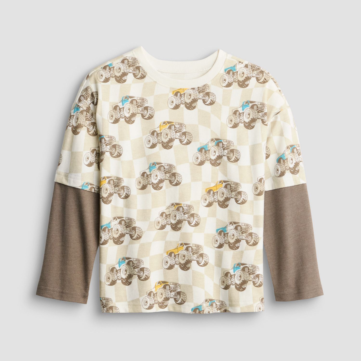 Футболка Jumping Beans® Relaxed Layered Long Sleeve для мальчиков, цвет: Бежевый — фото 1