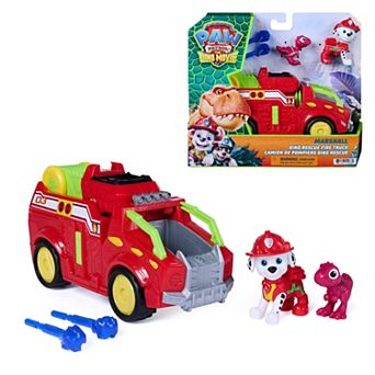 PAW Patrol: The Dino Movie Marshall Dino Rescue Firetruck with 360-Degree Spinning Projectile Launcher Toy Set