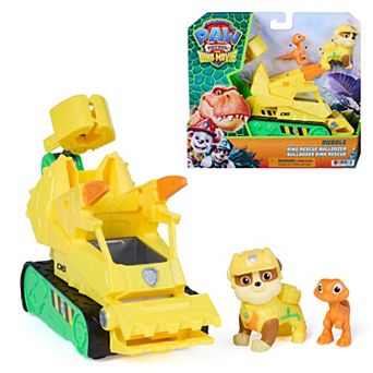 PAW Patrol: The Dino Movie Rubble Dino Rescue Bulldozer with Chomping Action & 2 Action Figures Set