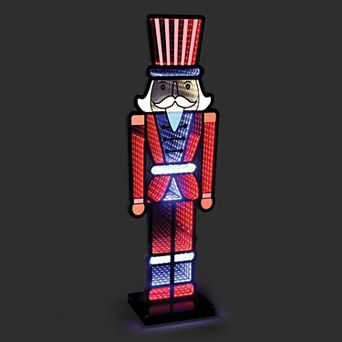 Roman 23.5-Inch Patriotic Nutcracker Floor Decor with Infinity Lights