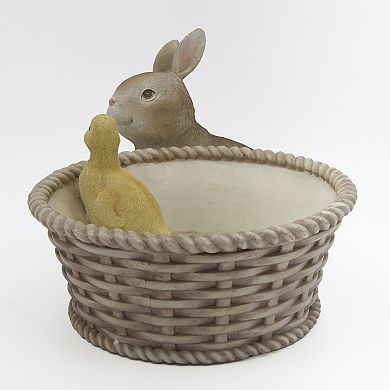Roman 7.5-Inch Bunny & Chicks Basket Planter
