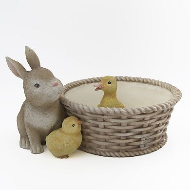 Roman 7.5-Inch Bunny & Chicks Basket Planter