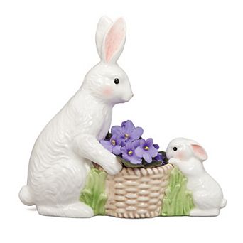 Roman 9.25-Inch Ceramic Bunny Basket Planter