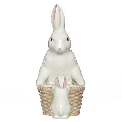 Roman 9.25-Inch Ceramic Bunny Basket Planter