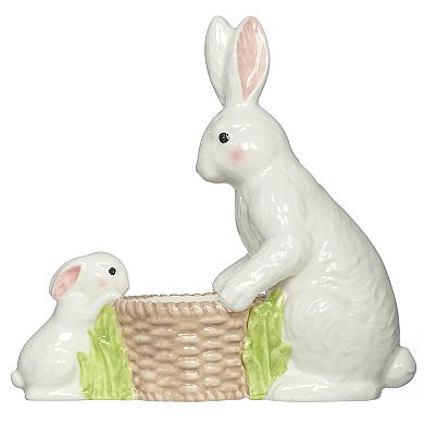 Roman 9.25-Inch Ceramic Bunny Basket Planter