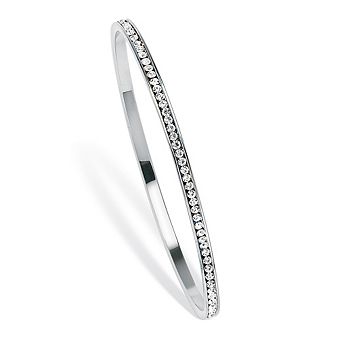 PalmBeach Jewelry Simulated Birthstone Silvertone Eternity Bangle Bracelet